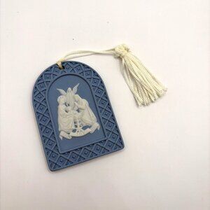 Vintage Wedgewood Blue Jasperware Nativity Joy Christmas Ornament No Box